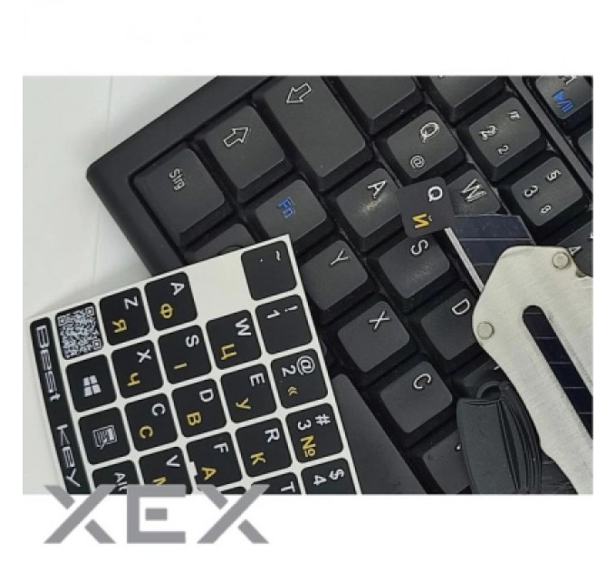 BestKey Наклейка на клавіатуру BestKey непрозора чорна, 76, жовтий (BKU13YEL/012)