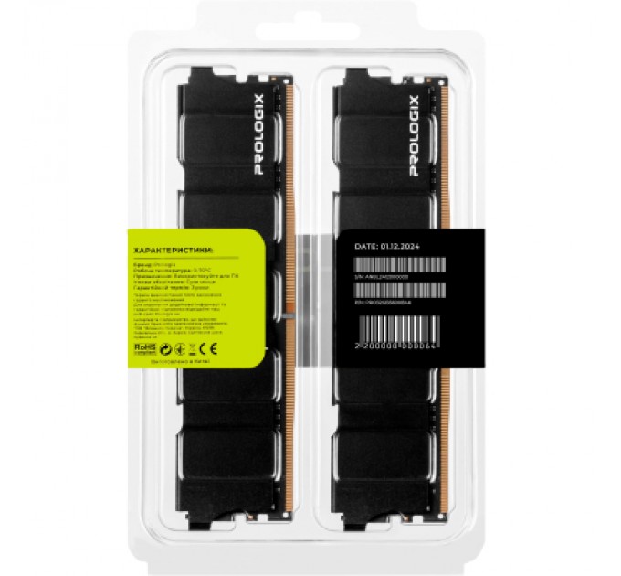 Prologix Модуль пам'яті для комп'ютера DDR4 32GB (2x16GB) 3600 MHz Black Prologix (PRO32GB3600B4K)