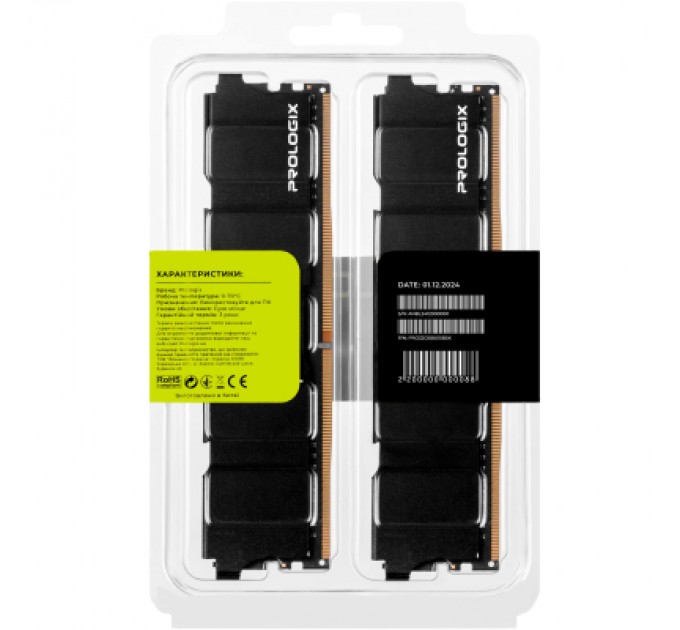Prologix Модуль пам'яті для комп'ютера DDR5 32GB (2x16GB) 5600 MHz Black Prologix (PRO32GB5600B5K)
