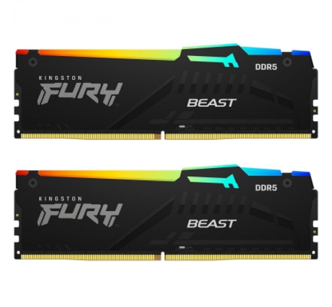 Kingston Fury (ex.HyperX) Модуль пам'яті для комп'ютера DDR5 32GB (2x16GB) 6000 MHz Beast RGB Kingston Fury (ex.HyperX) (KF560C36BBE2AK2-32)