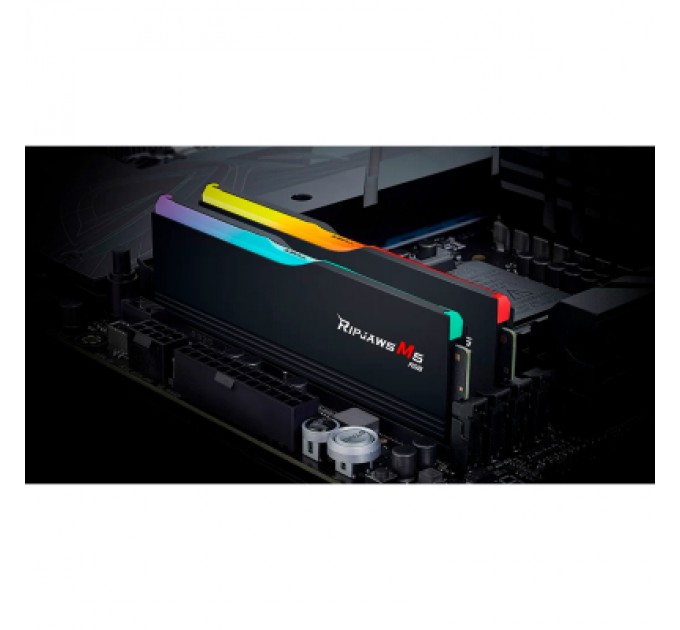 G.Skill Модуль пам'яті для комп'ютера DDR5 32GB (2x16GB) 5200 MHz Ripjaws M5 RGB Matte Black G.Skill (F5-5200J4040A16GX2-RM5RK)