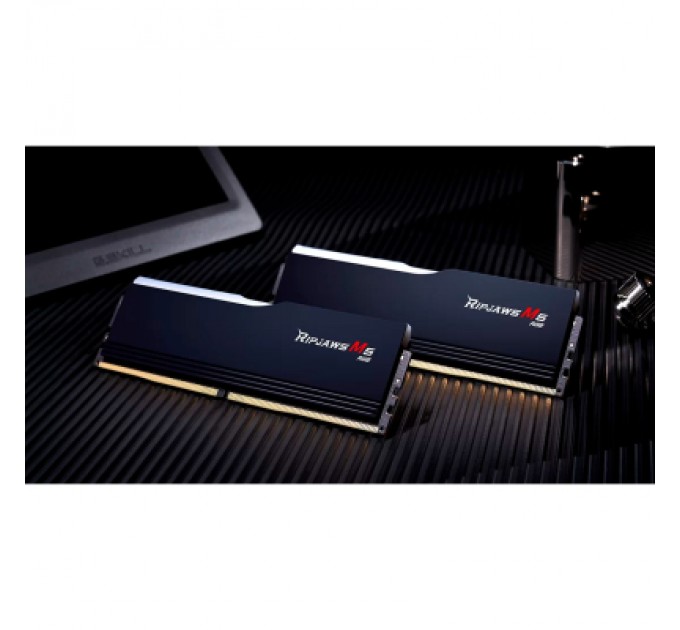 G.Skill Модуль пам'яті для комп'ютера DDR5 32GB (2x16GB) 6000 MHz Ripjaws M5 RGB Matte Black G.Skill (F5-6000J3238F16GX2-RM5RK)