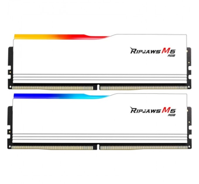 G.Skill Модуль пам'яті для комп'ютера DDR5 64GB (2x32GB) 6000 MHz Ripjaws M5 RGB Matte White G.Skill (F5-6000J3238G32GX2-RM5RW)