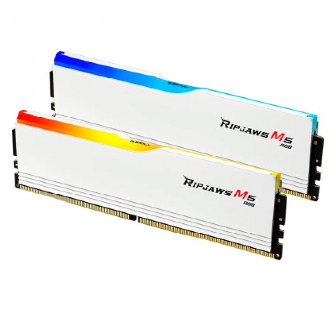 G.Skill Модуль пам'яті для комп'ютера DDR5 64GB (2x32GB) 6000 MHz Ripjaws M5 RGB Matte White G.Skill (F5-6000J3238G32GX2-RM5RW)