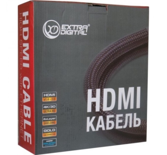 Extradigital Кабель мультимедійний HDMI to HDMI 10.0m V2.0 4Kx2K Extradigital (KBH1881)