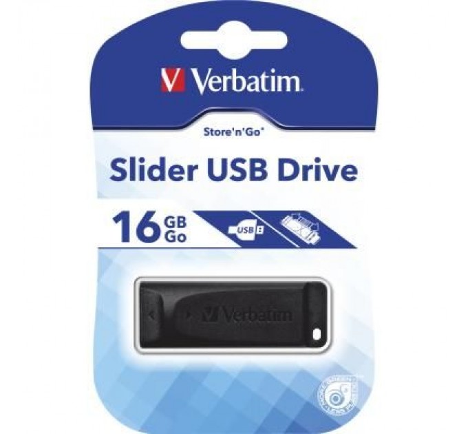 Verbatim USB флеш накопичувач Verbatim 16GB Slider Black USB 2.0 (98696)