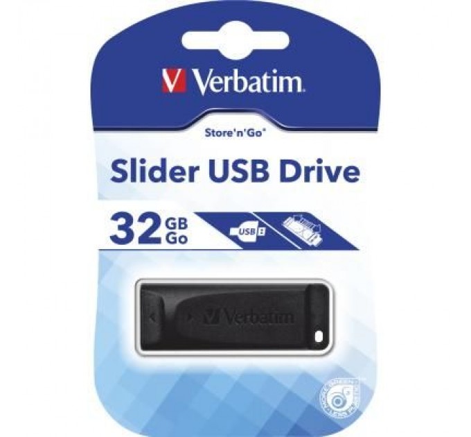 Verbatim USB флеш накопичувач Verbatim 32GB Slider Black USB 2.0 (98697)