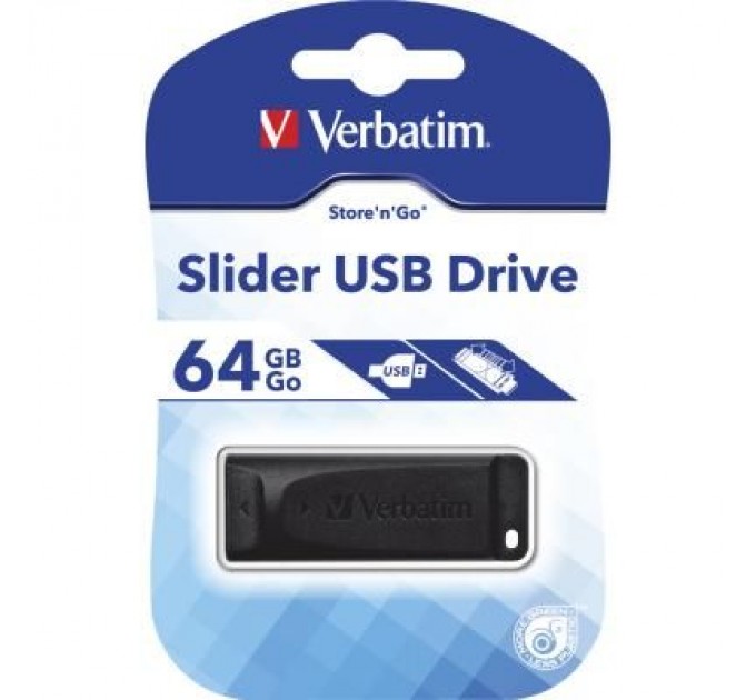 Verbatim USB флеш накопичувач Verbatim 64GB Slider Black USB 2.0 (98698)