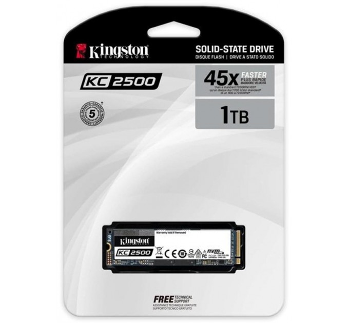 Kingston Накопичувач SSD 1TB M.2 NVMe Kingston KC2500 M.2 2280 PCIe 3.0 x4 3D TLC (SKC2500M8/1000G)