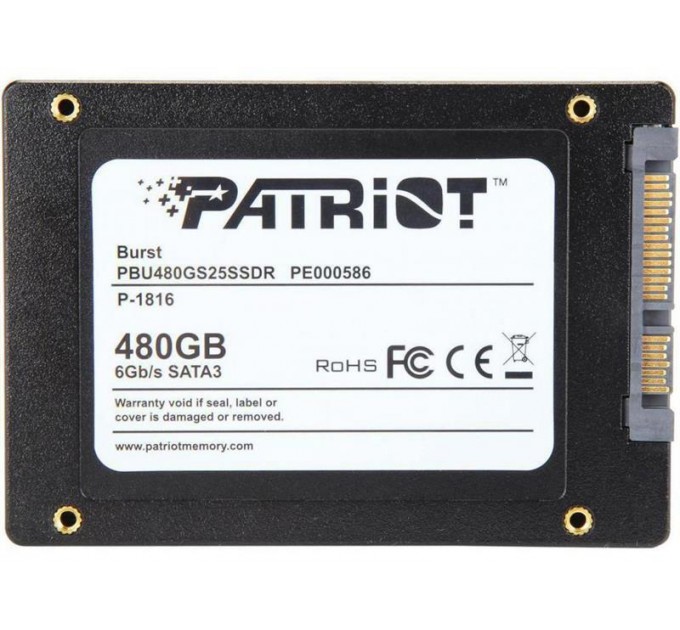 Patriot Накопичувач SSD  480GB Patriot Burst 2.5" SATAIII 3D TLC (PBU480GS25SSDR)