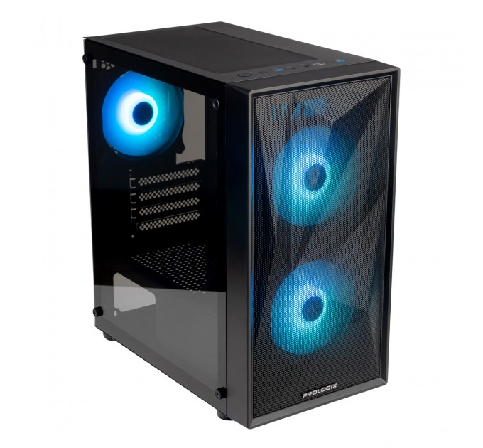 Prologix Корпус Prologix E102 Tempered Glass&Mesh Black