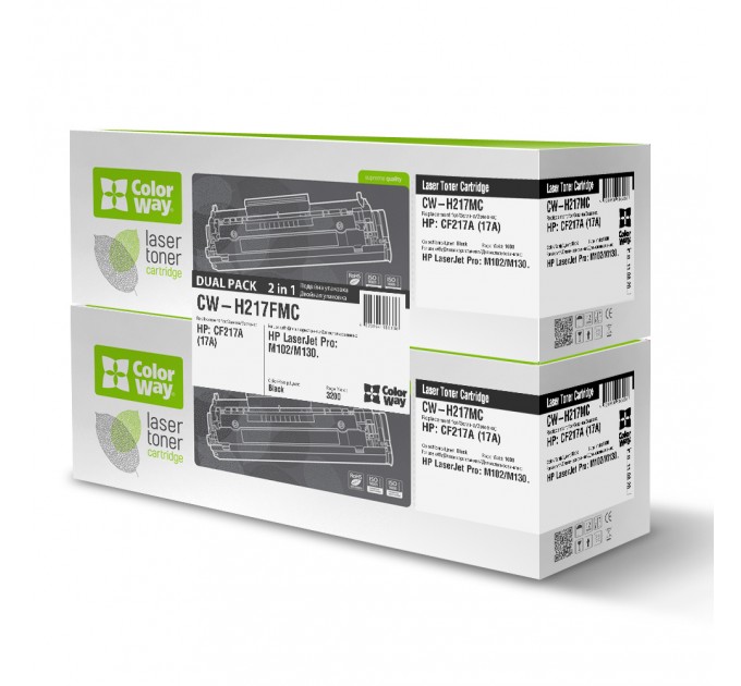 ColorWay Картридж CW (CW-H217FMC) HP LJ Pro M102/M130 Black (CF217A) Dual Pack з чіпом