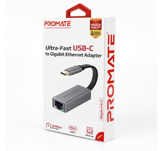 Promate Мережевий адаптер Promate GigaLink-C Grey (gigalink-c.grey)