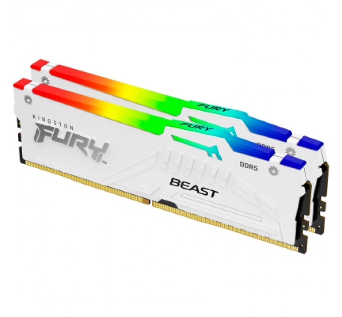 Kingston Fury (ex.HyperX) Модуль пам'яті для комп'ютера DDR5 32GB (2x16GB) 6800 MHz Beast White RGB XMP Kingston Fury (ex.HyperX) (KF568C34BWAK2-32)
