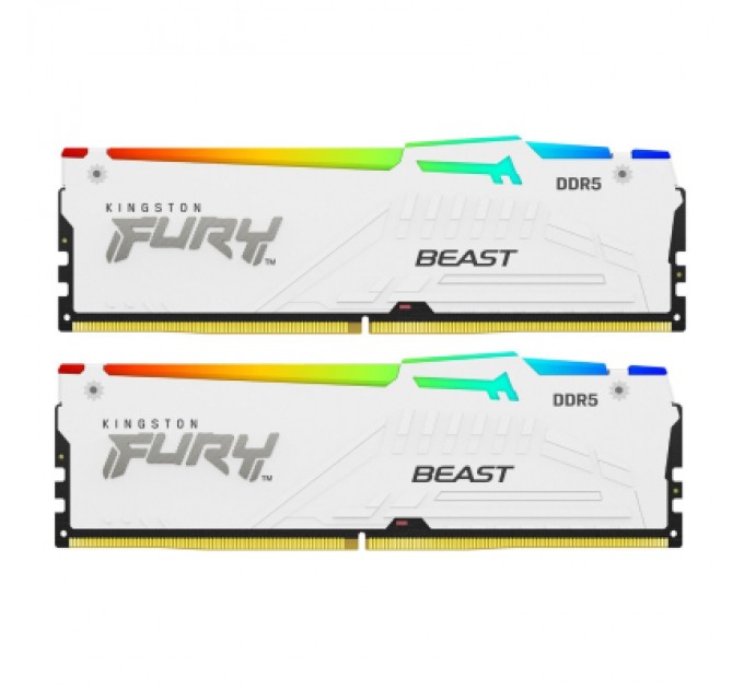 Kingston Fury (ex.HyperX) Модуль пам'яті для комп'ютера DDR5 32GB (2x16GB) 6800 MHz Beast White RGB XMP Kingston Fury (ex.HyperX) (KF568C34BWAK2-32)