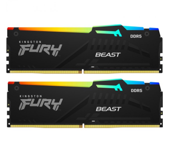 Kingston Fury (ex.HyperX) Модуль пам'яті для комп'ютера DDR5 64GB (2x32GB) 6400 MHz Beast RGB XMP Kingston Fury (ex.HyperX) (KF564C32BBAK2-64)