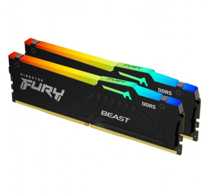 Kingston Fury (ex.HyperX) Модуль пам'яті для комп'ютера DDR5 64GB (2x32GB) 6400 MHz Beast RGB XMP Kingston Fury (ex.HyperX) (KF564C32BBAK2-64)