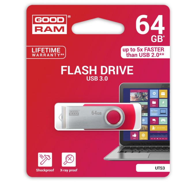Goodram Флеш-накопичувач USB3.2 64GB Goodram UTS3 (Twister) Black (UTS3-0640K0R11)