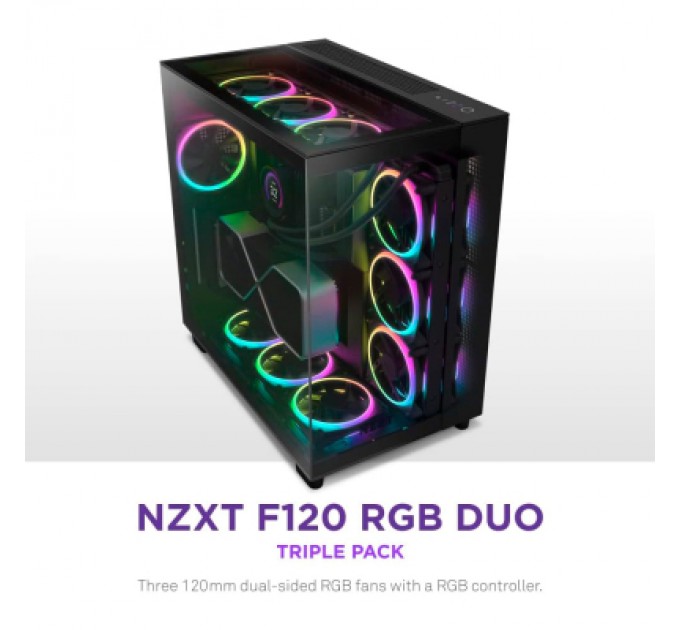 NZXT Кулер до корпусу NZXT F120RGB Duo-120mm Dual-sideRGB Fan-Tripl (RF-D12TF-B1)