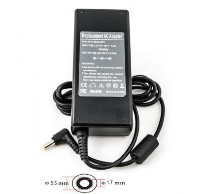 PowerPlant Блок живлення до ноутбуку PowerPlant ACER 220V, 19V 90W 4.74A (5.5*1.7) (AC90F5517)