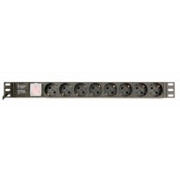 Блок розеток EnerGenie 19" 1U (EG-PDU-014) алюм. корп.,  8 розеток,  16A, 3м, чорний, вилка Schuko