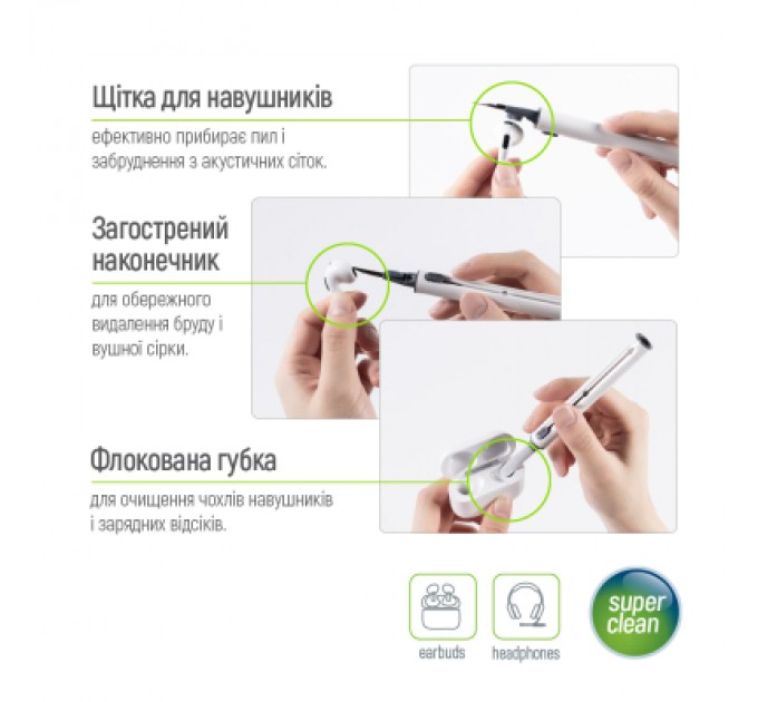 ColorWay Універсальний чистячий набір ColorWay Cleaning Pen, for Earphones, 3 in 1 (CW-1131)
