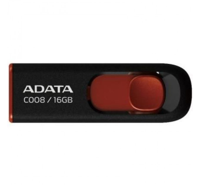 ADATA USB флеш накопичувач ADATA 16Gb C008 Black/Red USB 2.0 (AC008-16G-RKD)