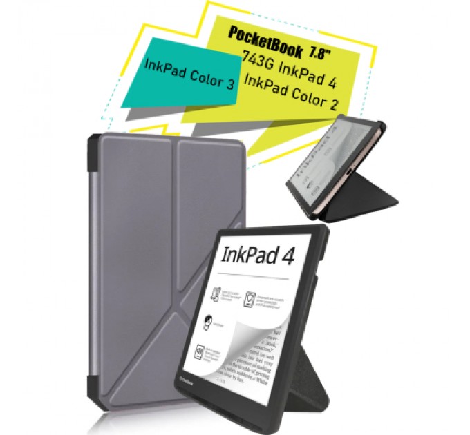 BeCover Чохол до електронної книги BeCover Ultra Slim Origami PocketBook 743G InkPad 4/InkPad Color 2/InkPad Color 3 (7.8") Gray (713087)