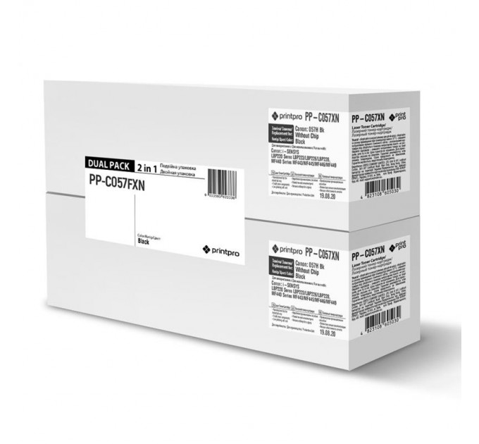 PrintPro Картридж PrintPro (PP-C057FXN) Canon LBP223dw/226dw/228x/MF443dw/445dw/446x/449x Black (Canon 057H) Dual Pack без чіпа