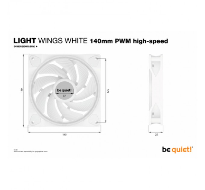 Be quiet! Кулер до корпусу Be quiet! Light Wings White 140mm PWM high-speed (BL103)