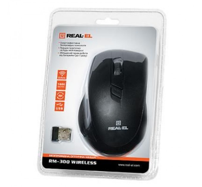 REAL-EL Мишка REAL-EL RM-300 black-grey