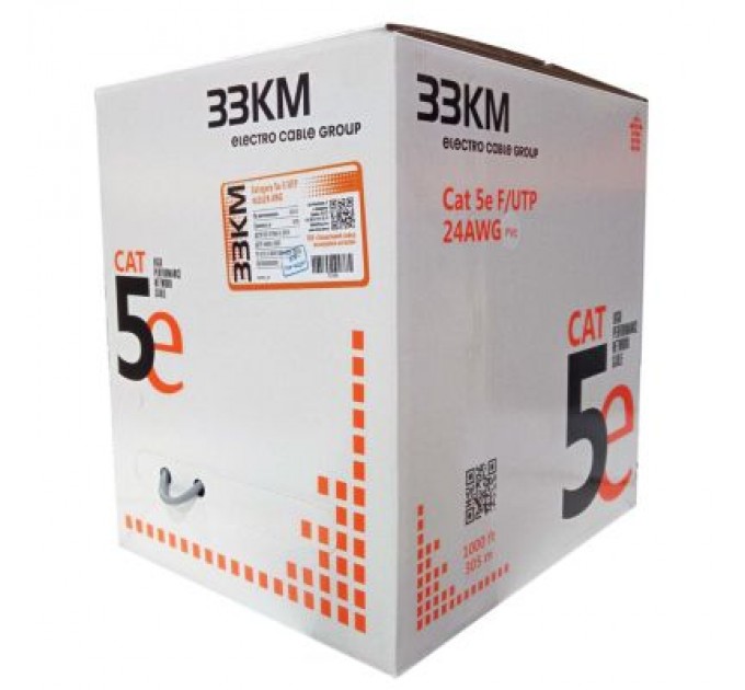 ЗЗКМ Кабель мережевий ЗЗКМ FTP 305м 4*2*24AWG[0,51] мідь[СU] cat.5e, внутрішній [PVC] (72566)