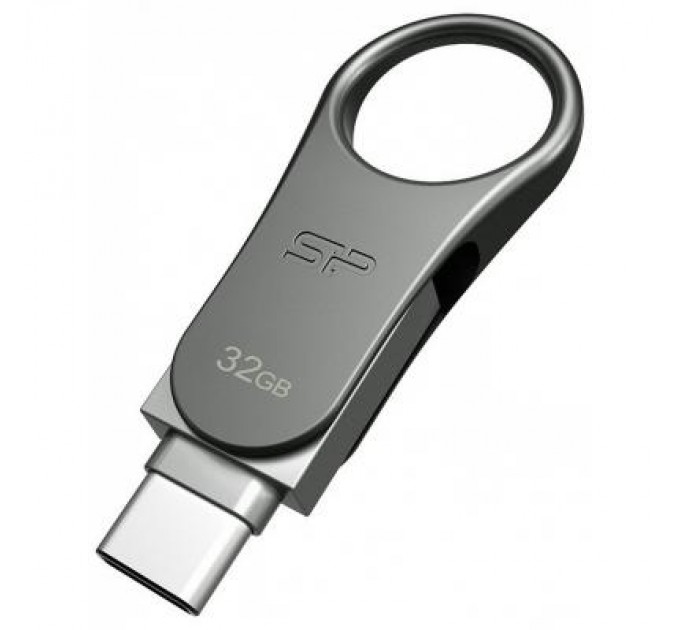 Silicon Power USB флеш накопичувач Silicon Power 32GB Mobile C80 Silver USB 3.2 (SP032GBUC3C80V1S)
