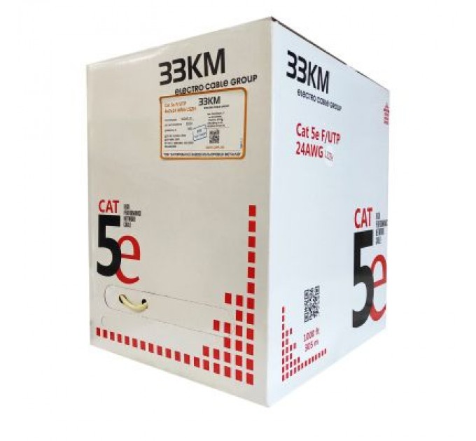 ЗЗКМ Кабель мережевий ЗЗКМ FTP 305м 4*2*24AWG[0,51] мідь[СU] cat.5e, малодимний [LSZH] (72568)