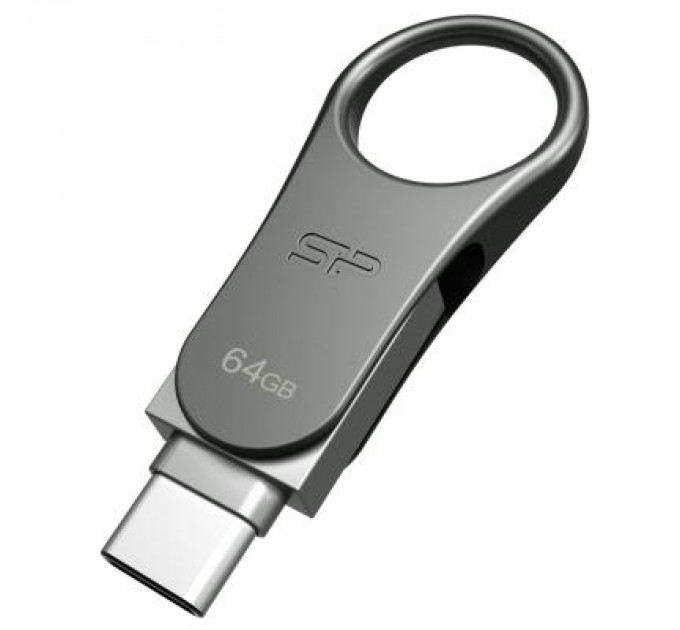 Silicon Power USB флеш накопичувач Silicon Power 64GB Mobile C80 Silver USB 3.2 (SP064GBUC3C80V1S)
