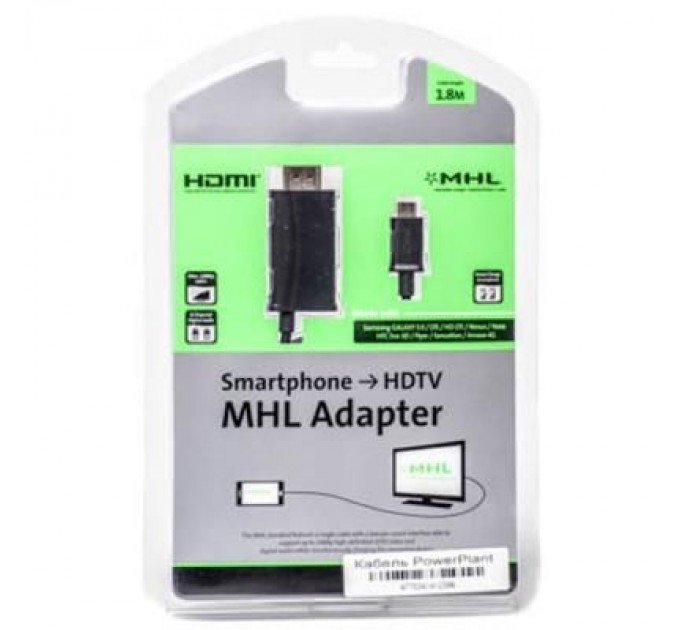 PowerPlant Кабель мультимедійний micro USB to HDMI PowerPlant (KD00AS1239)