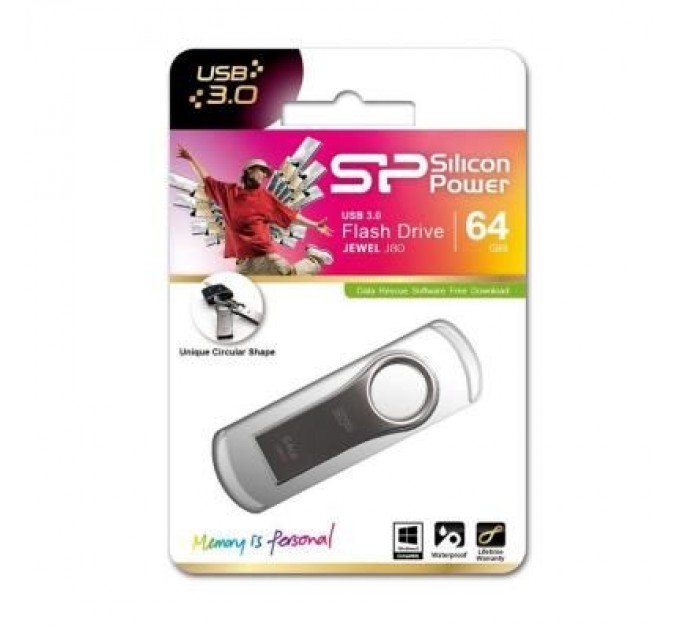 Silicon Power USB флеш накопичувач Silicon Power 64GB Jewel J80 Titanium USB 3.0 (SP064GBUF3J80V1T)
