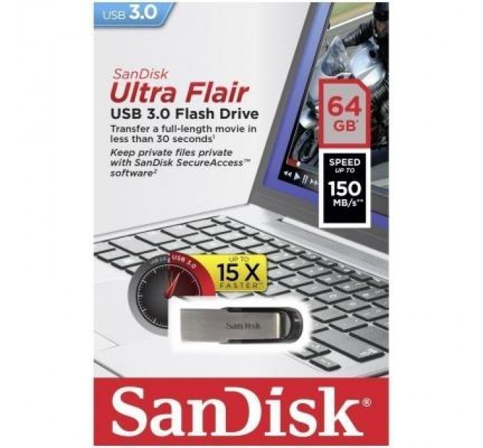 SanDisk USB флеш накопичувач SanDisk 64GB Flair USB 3.0 (SDCZ73-064G-G46)