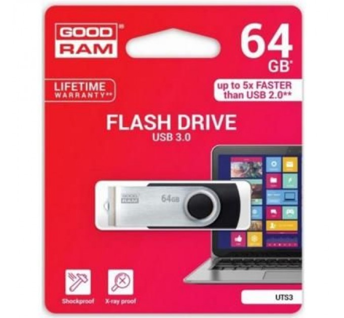 Goodram USB флеш накопичувач Goodram 64GB Twister Black USB 3.0 (UTS3-0640K0R11)