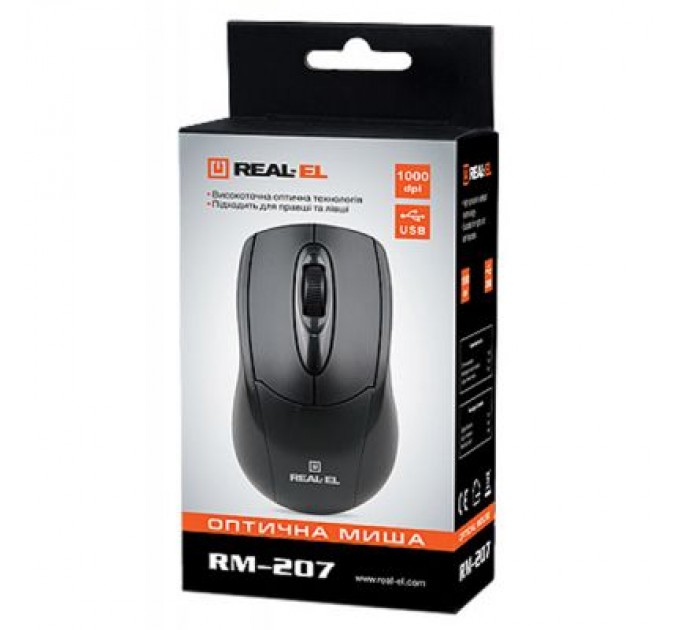 REAL-EL Мишка REAL-EL RM-207, USB, black