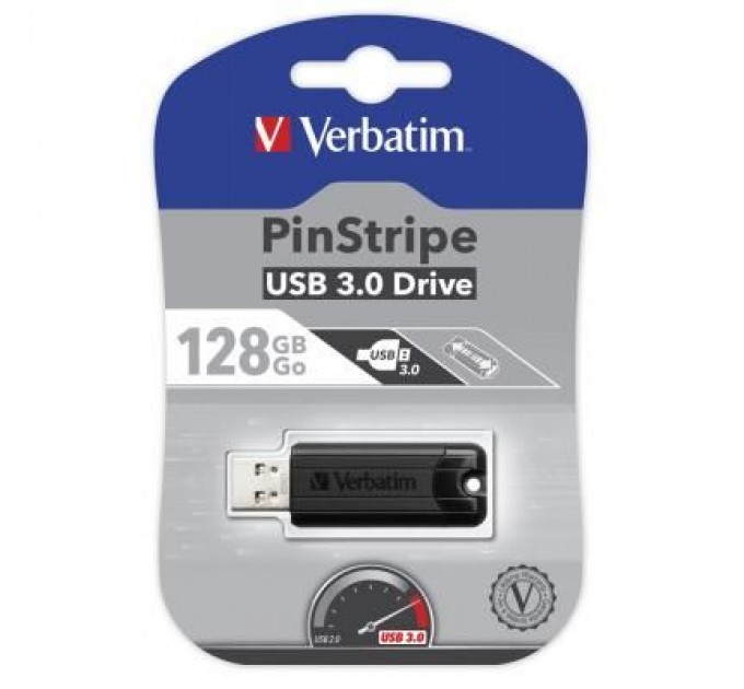 Verbatim USB флеш накопичувач Verbatim 128GB PinStripe Black USB 3.0 (49319)