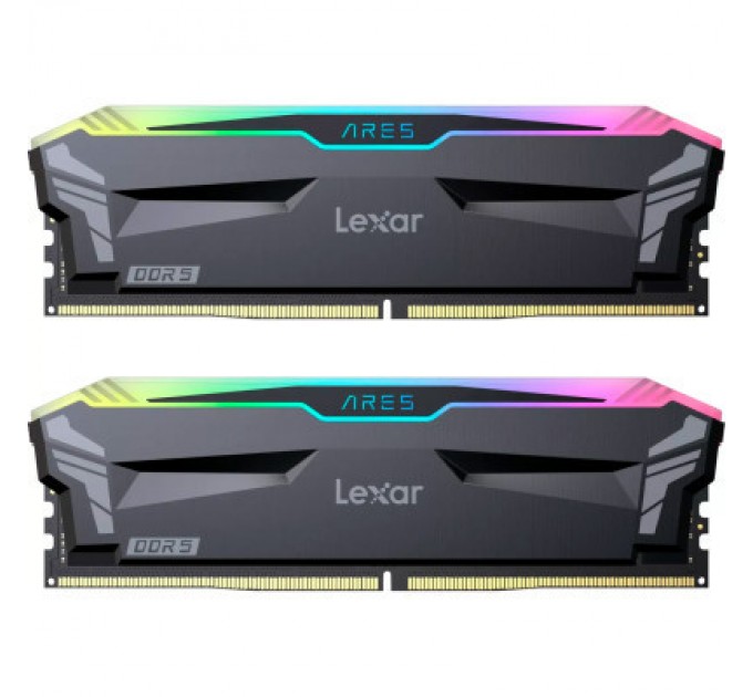 Lexar Модуль пам'яті для комп'ютера DDR5 32GB (2x16GB) 6400 MHz Ares RGB Black Lexar (LD5EU016G-R6400GDLA)