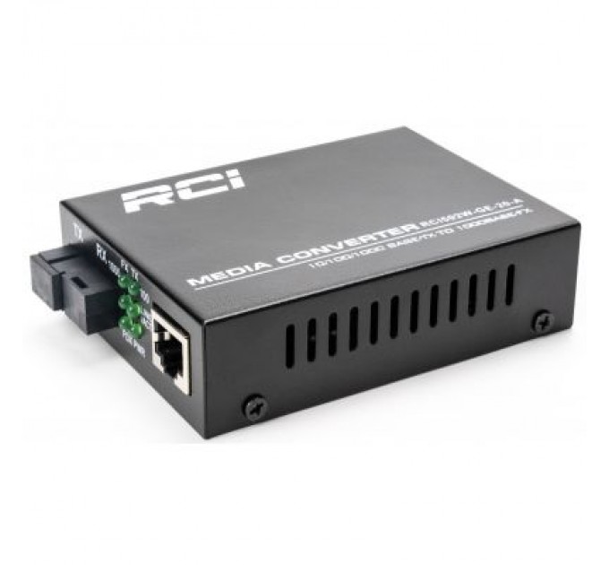 RCI Медіаконвертер RCI 1G, 20km, SC, RJ45, Tx 1310nm standart size metal case (RCI502W-GE-20-A)