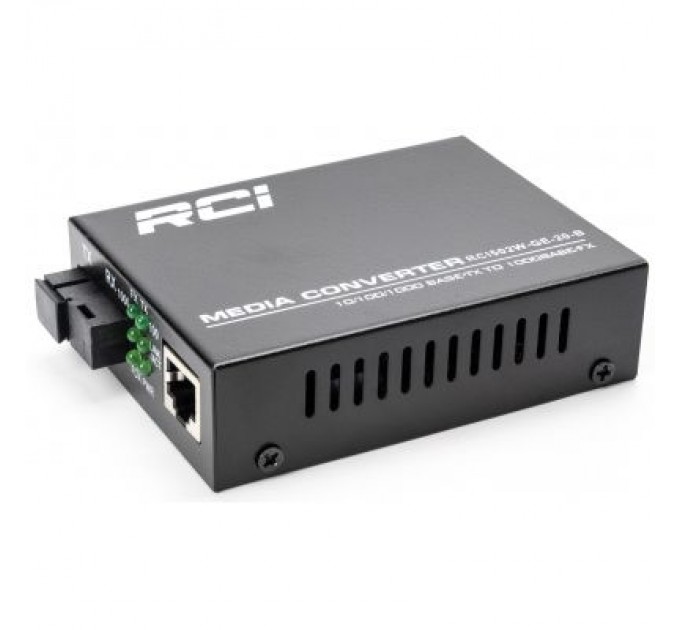 RCI Медіаконвертер RCI 1G, 20km, SC, RJ45, Tx 1550nm standart size metal case (RCI502W-GE-20-B)