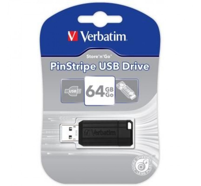 Verbatim USB флеш накопичувач Verbatim 64GB Store 'n' Go PinStripe Black USB 2.0 (49065)