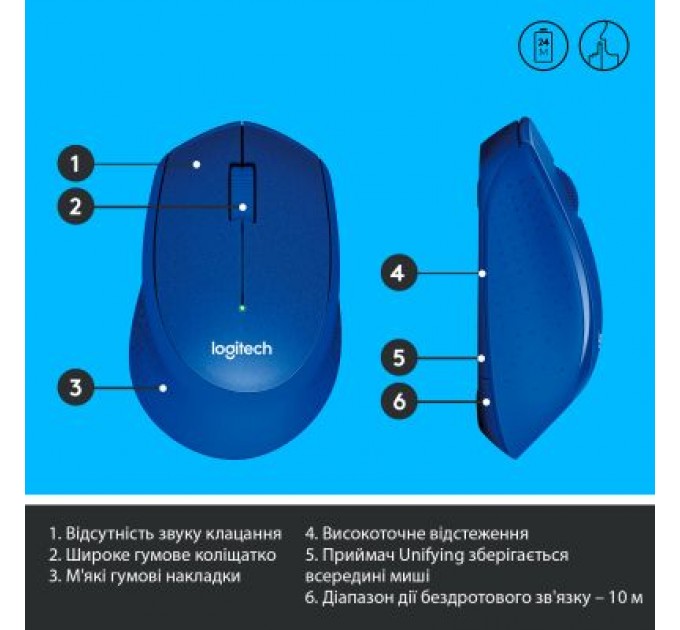 Logitech Мишка Logitech M330 Silent plus Blue (910-004910)