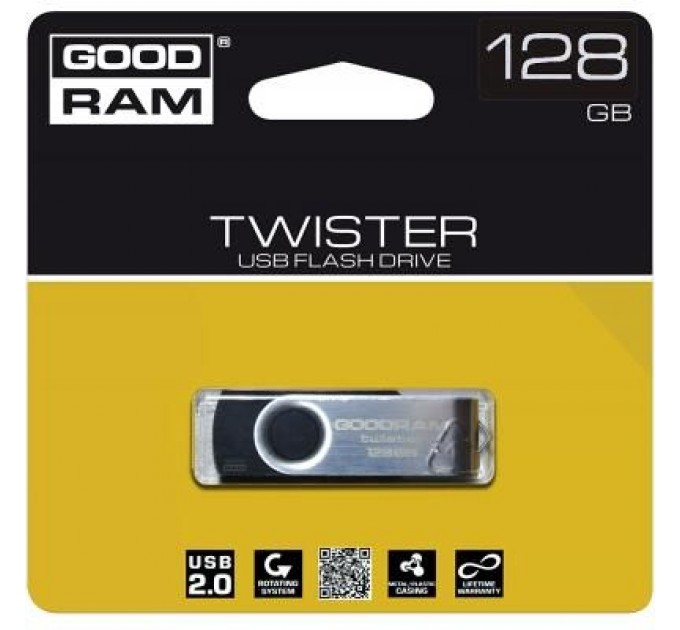 Goodram USB флеш накопичувач Goodram 128GB UTS2 Twister Black USB 2.0 (UTS2-1280K0R11)