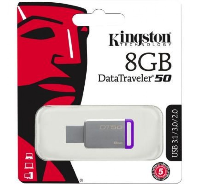 Kingston USB флеш накопичувач Kingston 8GB DT50 USB 3.1 (DT50/8GB)