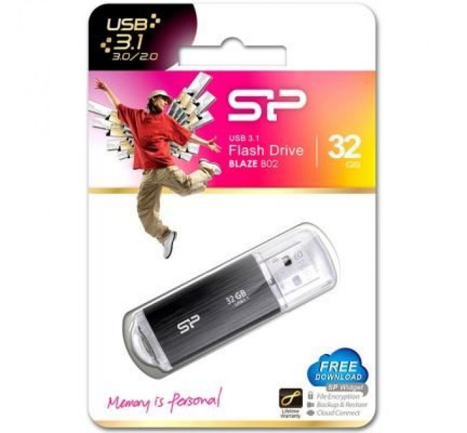 Silicon Power USB флеш накопичувач Silicon Power 32GB Blaze B02 Black USB 3.0 (SP032GBUF3B02V1K)