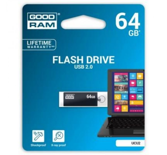 Goodram USB флеш накопичувач Goodram 64GB UCU2 Cube Black USB 2.0 (UCU2-0640K0R11)